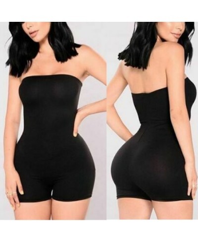 Women Tube Top Jumpsuit Short Romper Womens Playsuit Leotard Sleeveless Top Stretch Casual Blouse Lady Jumpsuit $26.55 - Rompers