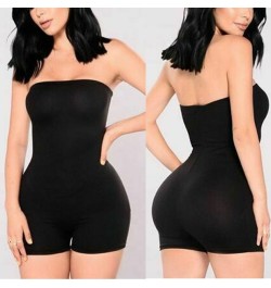 Women Tube Top Jumpsuit Short Romper Womens Playsuit Leotard Sleeveless Top Stretch Casual Blouse Lady Jumpsuit $26.55 - Rompers