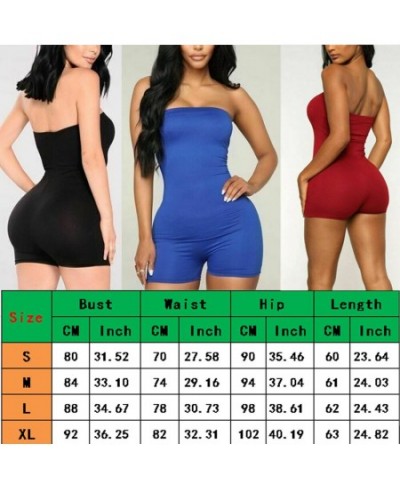 Women Tube Top Jumpsuit Short Romper Womens Playsuit Leotard Sleeveless Top Stretch Casual Blouse Lady Jumpsuit $26.55 - Rompers