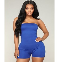 Women Tube Top Jumpsuit Short Romper Womens Playsuit Leotard Sleeveless Top Stretch Casual Blouse Lady Jumpsuit $26.55 - Rompers