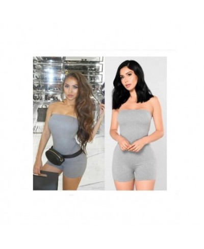 Women Tube Top Jumpsuit Short Romper Womens Playsuit Leotard Sleeveless Top Stretch Casual Blouse Lady Jumpsuit $26.55 - Rompers