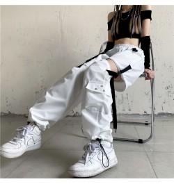 Streetwear Spring Summer Cargo Pants Women Harajuku Slim Punk Ribbons Joggers Elastic Waist Ankle-Length Trousers For Girls $...