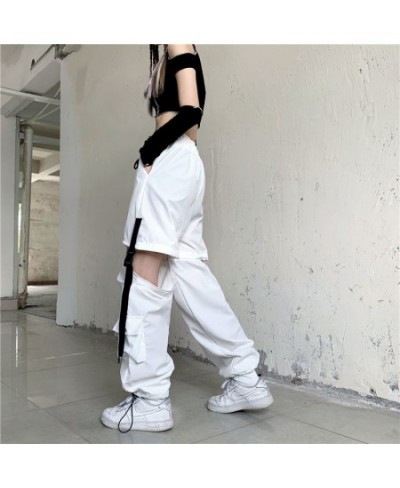 Streetwear Spring Summer Cargo Pants Women Harajuku Slim Punk Ribbons Joggers Elastic Waist Ankle-Length Trousers For Girls $...