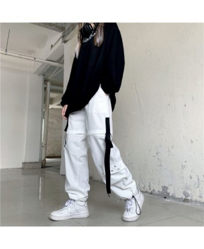 Streetwear Spring Summer Cargo Pants Women Harajuku Slim Punk Ribbons Joggers Elastic Waist Ankle-Length Trousers For Girls $...