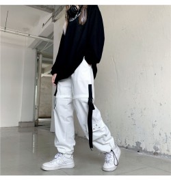 Streetwear Spring Summer Cargo Pants Women Harajuku Slim Punk Ribbons Joggers Elastic Waist Ankle-Length Trousers For Girls $...