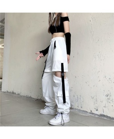 Streetwear Spring Summer Cargo Pants Women Harajuku Slim Punk Ribbons Joggers Elastic Waist Ankle-Length Trousers For Girls $...