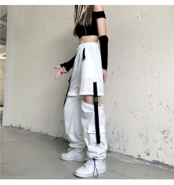 Streetwear Spring Summer Cargo Pants Women Harajuku Slim Punk Ribbons Joggers Elastic Waist Ankle-Length Trousers For Girls $...