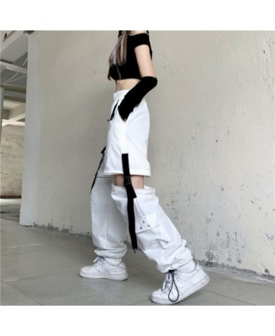 Streetwear Spring Summer Cargo Pants Women Harajuku Slim Punk Ribbons Joggers Elastic Waist Ankle-Length Trousers For Girls $...