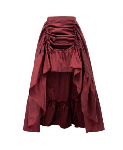 Women skirt retro ruffle solid Adjustable High-Low Skirt Elastic Waist Gothic skirts party club Renaissance Steampunk skirt $...
