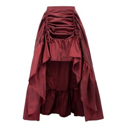 Women skirt retro ruffle solid Adjustable High-Low Skirt Elastic Waist Gothic skirts party club Renaissance Steampunk skirt $...