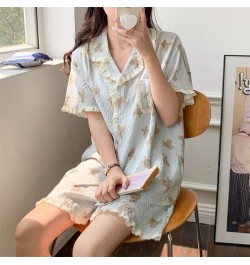 Bear Cartoon Cute Print Summer Short Sleeve Shorts Pajamas Set Women Loose Casual Comfortable Elegant Two Piece Set Sleepwear...