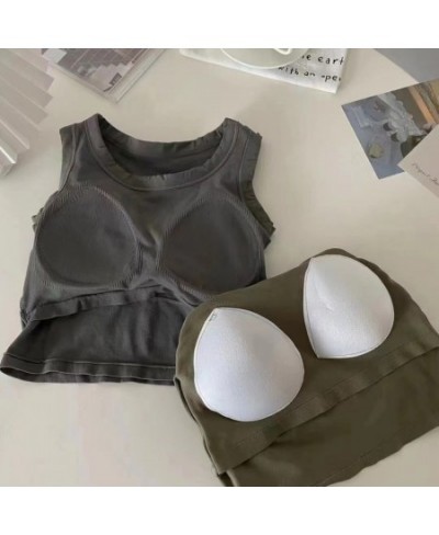 Camisole with Chest Pad Cropped Top Women Vest Tops Sport Bra Seamless Underwear Sexy Push Up Tops Female Brassiere Lingerie ...