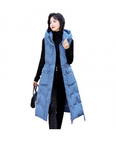 New Sleeveless Jacket Women Casual Long Down Cotton Vest Autumn Winter Warm Waistcoat Fashion Windproof Hooded Parka Overcoat...