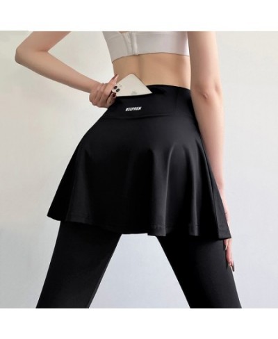 Yoga Leggings Women Gym Tights With Skirt High Waist Zipper Pockets Ruffles Skirt Pants Gym Fitness Push Up Sports Pants $31....