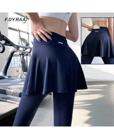 Yoga Leggings Women Gym Tights With Skirt High Waist Zipper Pockets Ruffles Skirt Pants Gym Fitness Push Up Sports Pants $31....