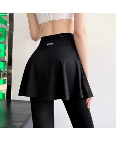 Yoga Leggings Women Gym Tights With Skirt High Waist Zipper Pockets Ruffles Skirt Pants Gym Fitness Push Up Sports Pants $31....