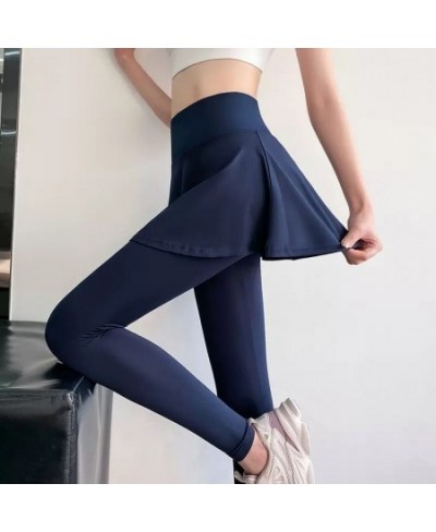 Yoga Leggings Women Gym Tights With Skirt High Waist Zipper Pockets Ruffles Skirt Pants Gym Fitness Push Up Sports Pants $31....