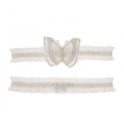 1 pair Butterfly Wedding Bridal Garter with Pearl White Lace Garter Wedding Skirt Accessories $11.87 - Underwear