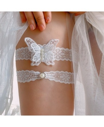 1 pair Butterfly Wedding Bridal Garter with Pearl White Lace Garter Wedding Skirt Accessories $11.87 - Underwear