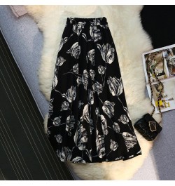 Elegant Vintage Skirt Women Summer Casual All-match Chiffon Floral Slim Print High Waist A-line Midi Skirts Female $37.96 - S...