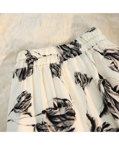 Elegant Vintage Skirt Women Summer Casual All-match Chiffon Floral Slim Print High Waist A-line Midi Skirts Female $37.96 - S...