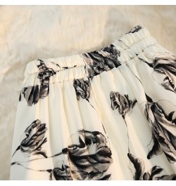 Elegant Vintage Skirt Women Summer Casual All-match Chiffon Floral Slim Print High Waist A-line Midi Skirts Female $37.96 - S...