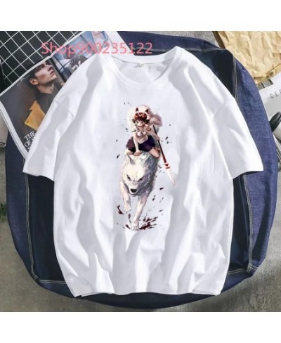 Japanese Women Anime T-shirt Print Princess Mononoke Shirts Short Sleeve Cartoon T-shirt Harajuku Tops Graphic Tee Women $21....