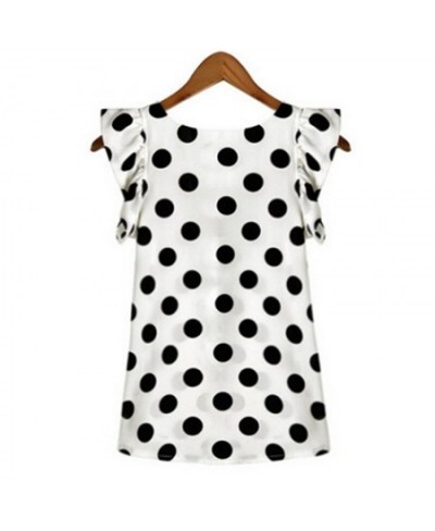 New Female Vintage Polka Dot Shirt Women Summer Chiffon Blouse Butterfly Sleeve Casual Tops Women Slim Tops Black White $18.2...