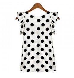 New Female Vintage Polka Dot Shirt Women Summer Chiffon Blouse Butterfly Sleeve Casual Tops Women Slim Tops Black White $18.2...