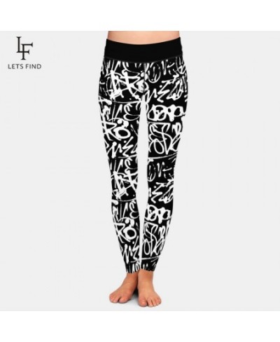 Brand Fashion Winter Women Pants 3D Doodle Letter Element Digital Printing High Waist Soft Workout Leggings $22.53 - Bottoms