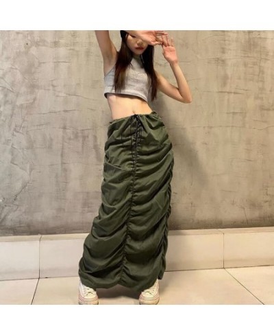 2022 Harajuku Cargo Long Skirts Y2K Low Waist Maxi Skirt Women'S Ankle-Length Skirt 2000s Retro Fairycore Grunge Outfit $35.2...