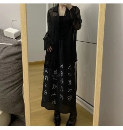 Mori Girl Dark Japanese Punk Design Black Summer Satin Elastic Waist Split High Waist Skirt $28.05 - Skirts