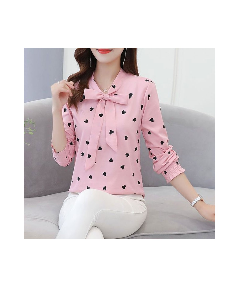 Women's Clothing Commute Elegant Scarf Collar Bow Shirt Fashion Heart-shaped Printed Spring Autumn All-match Loose Blouse 202...