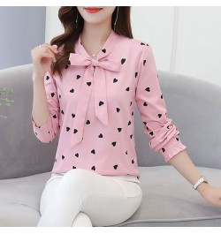 Women's Clothing Commute Elegant Scarf Collar Bow Shirt Fashion Heart-shaped Printed Spring Autumn All-match Loose Blouse 202...