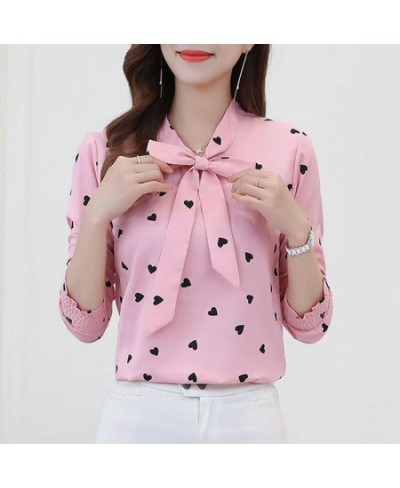 Women's Clothing Commute Elegant Scarf Collar Bow Shirt Fashion Heart-shaped Printed Spring Autumn All-match Loose Blouse 202...