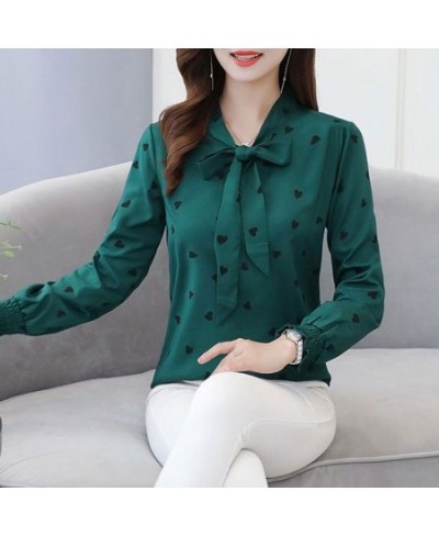 Women's Clothing Commute Elegant Scarf Collar Bow Shirt Fashion Heart-shaped Printed Spring Autumn All-match Loose Blouse 202...