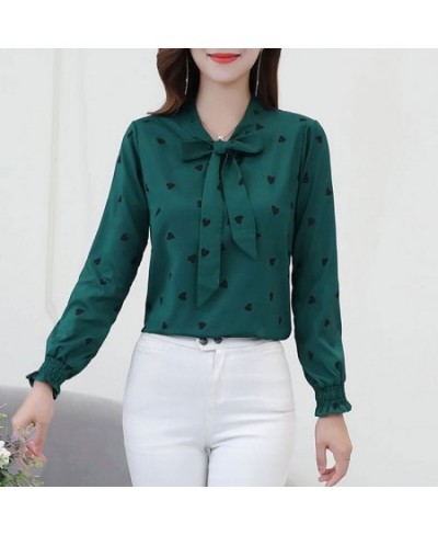 Women's Clothing Commute Elegant Scarf Collar Bow Shirt Fashion Heart-shaped Printed Spring Autumn All-match Loose Blouse 202...