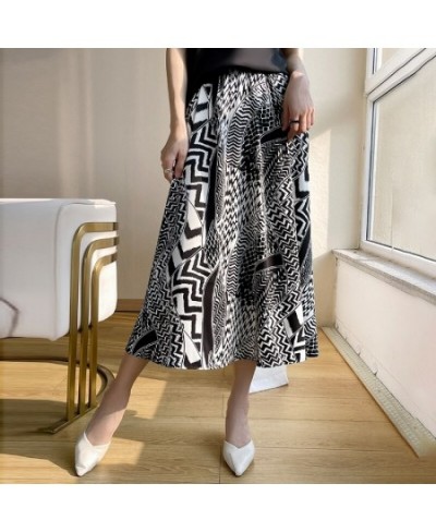 Spring And Summer New Printed Acetic Acid Skirt Women's Long Loose Thin A-Word Big Swing Skirt $38.20 - Skirts