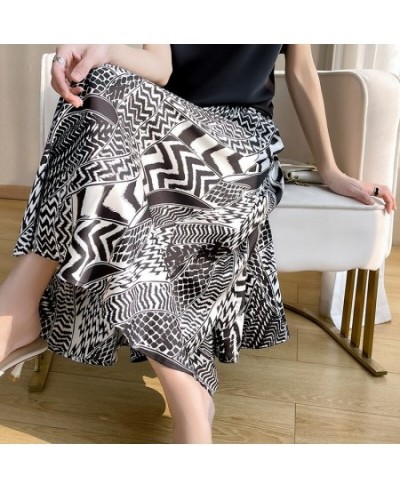 Spring And Summer New Printed Acetic Acid Skirt Women's Long Loose Thin A-Word Big Swing Skirt $38.20 - Skirts