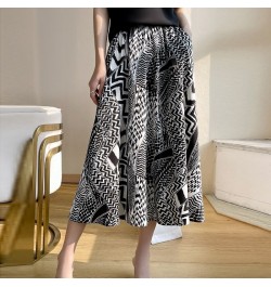 Spring And Summer New Printed Acetic Acid Skirt Women's Long Loose Thin A-Word Big Swing Skirt $38.20 - Skirts