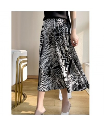 Spring And Summer New Printed Acetic Acid Skirt Women's Long Loose Thin A-Word Big Swing Skirt $38.20 - Skirts