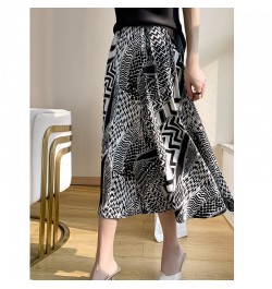 Spring And Summer New Printed Acetic Acid Skirt Women's Long Loose Thin A-Word Big Swing Skirt $38.20 - Skirts