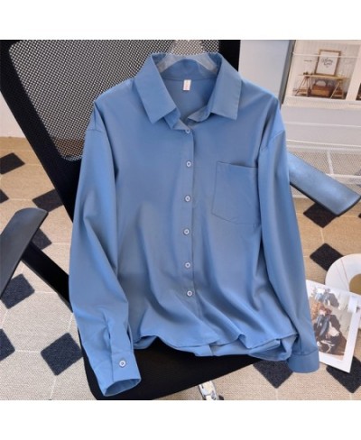 Black Blouse Women Shirts Pockets Single Breasted Turn Down Collar Spring 2022 New Female Button Up Shirt Long Sleeve Top $30...