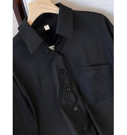 Black Blouse Women Shirts Pockets Single Breasted Turn Down Collar Spring 2022 New Female Button Up Shirt Long Sleeve Top $30...