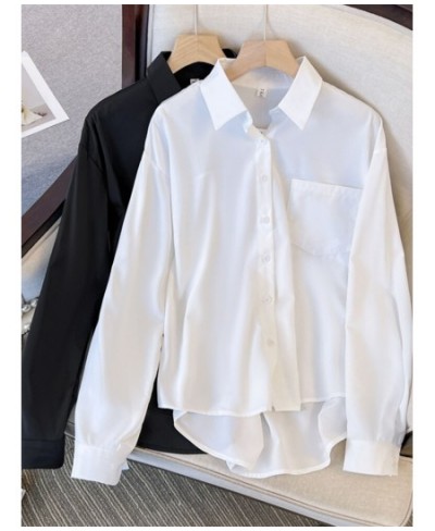 Black Blouse Women Shirts Pockets Single Breasted Turn Down Collar Spring 2022 New Female Button Up Shirt Long Sleeve Top $30...