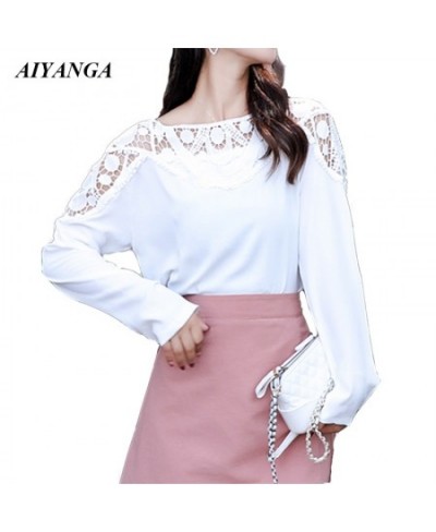 White Blouses Women 2023 Spring New Long Sleeve Hollow Lace Shirts Womens Tops and Blouses Female Shirts Bluses Femininas $32...