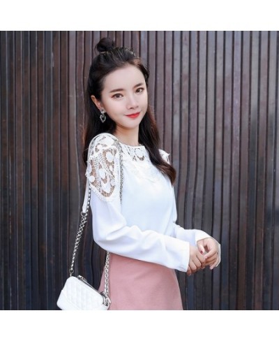 White Blouses Women 2023 Spring New Long Sleeve Hollow Lace Shirts Womens Tops and Blouses Female Shirts Bluses Femininas $32...