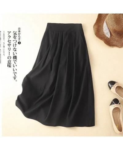 Cotton linen high waist pure color half skirt female 2023 summer literary Japanese simple fashion temperament loose pendulum ...