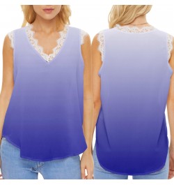 Women's Summer Gradient Sleeveless Lace V Neck Casual Style Tank Top $52.01 - Underwear