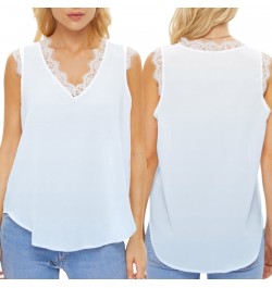 Women's Summer Gradient Sleeveless Lace V Neck Casual Style Tank Top $52.01 - Underwear